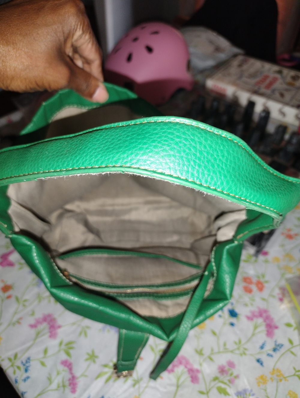 Dooney & Bourke Green Leather Tote Bag - Picture 4 of 5